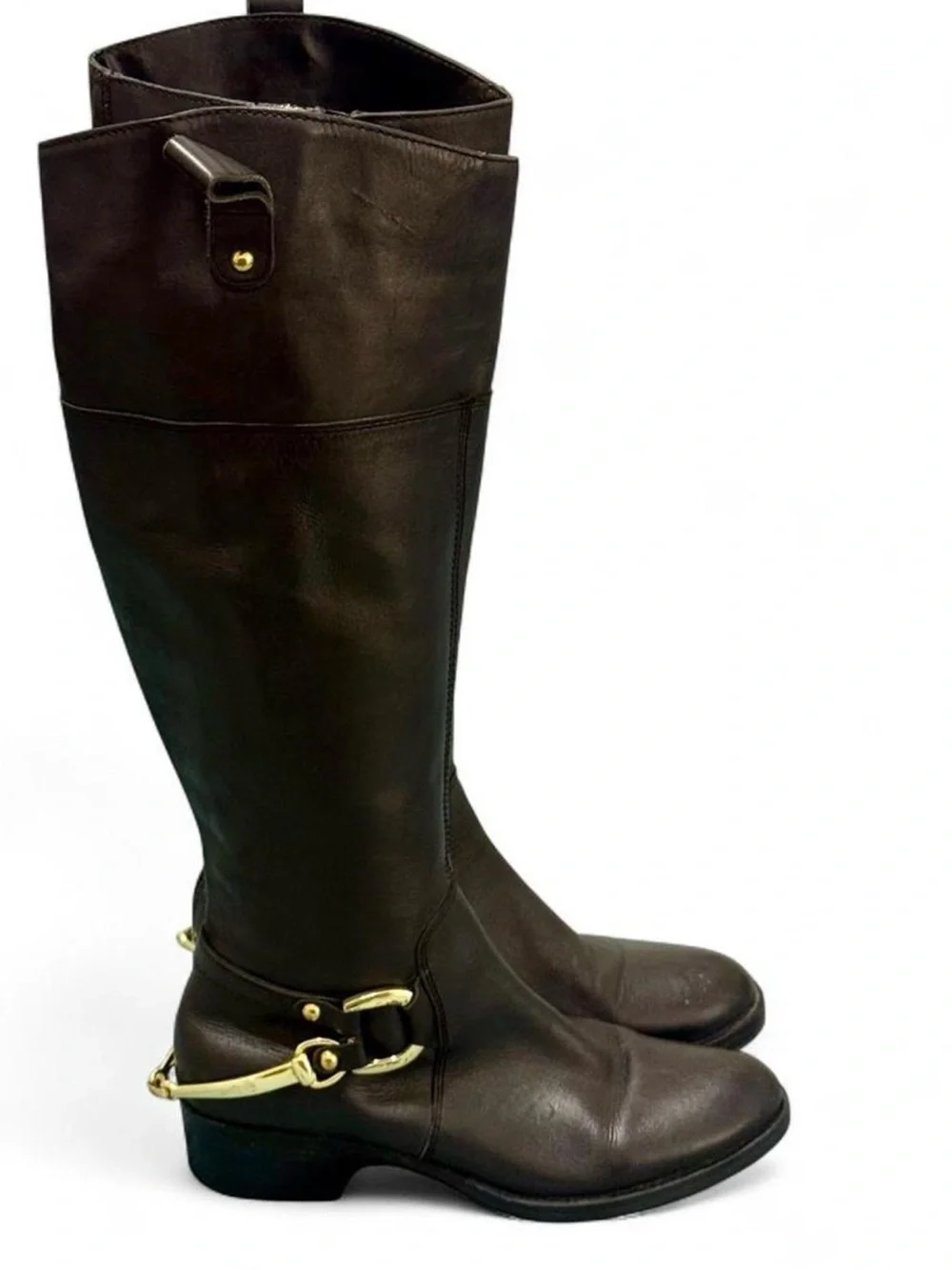DUNE LONDON Tatter BLACK Leather Knee-High Riding Boots